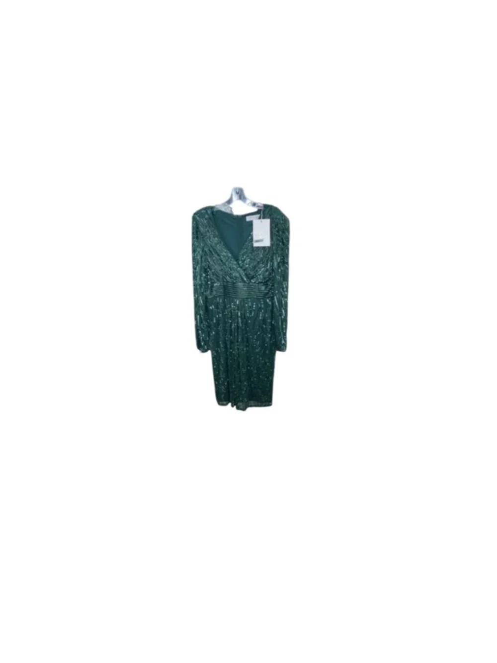 Mac Duggal Emerald Green Long Sleeve Sequin Dress - Picture 3 of 8